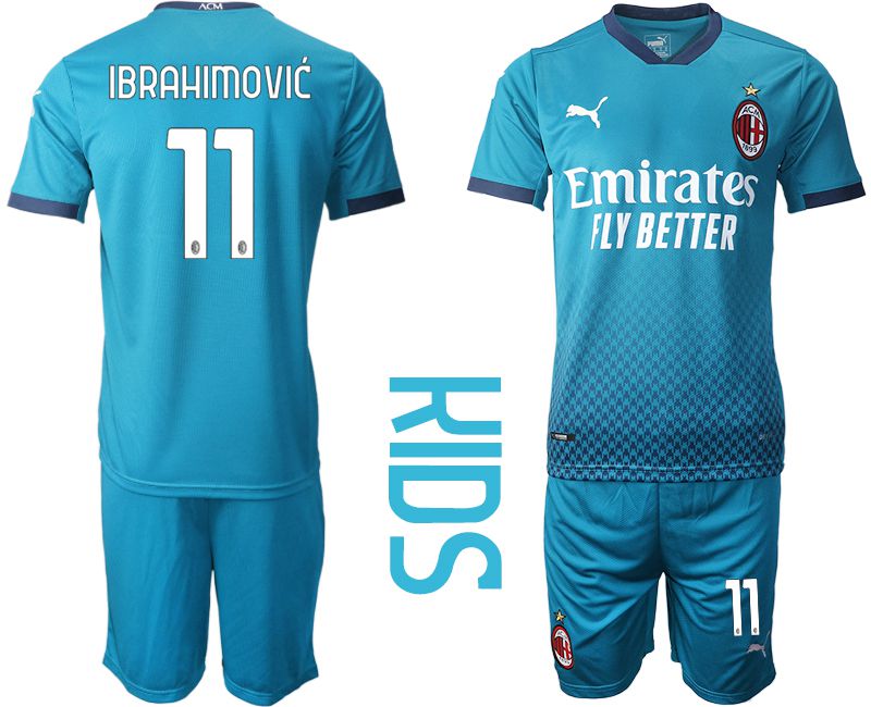 Youth 2020-2021 club AC milan away #11 blue Soccer Jerseys